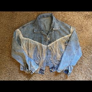 Jean Jacket with White Fringe
